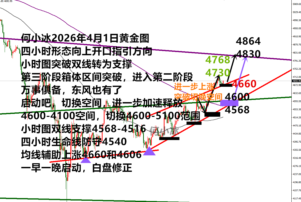 何小冰：突破了，别辜负，金价抓紧时机上涨